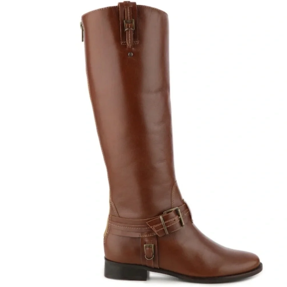 Matisse Flashback Leather Tall Riding Boots Brown Size 7 Buckle Biker NEW Moto